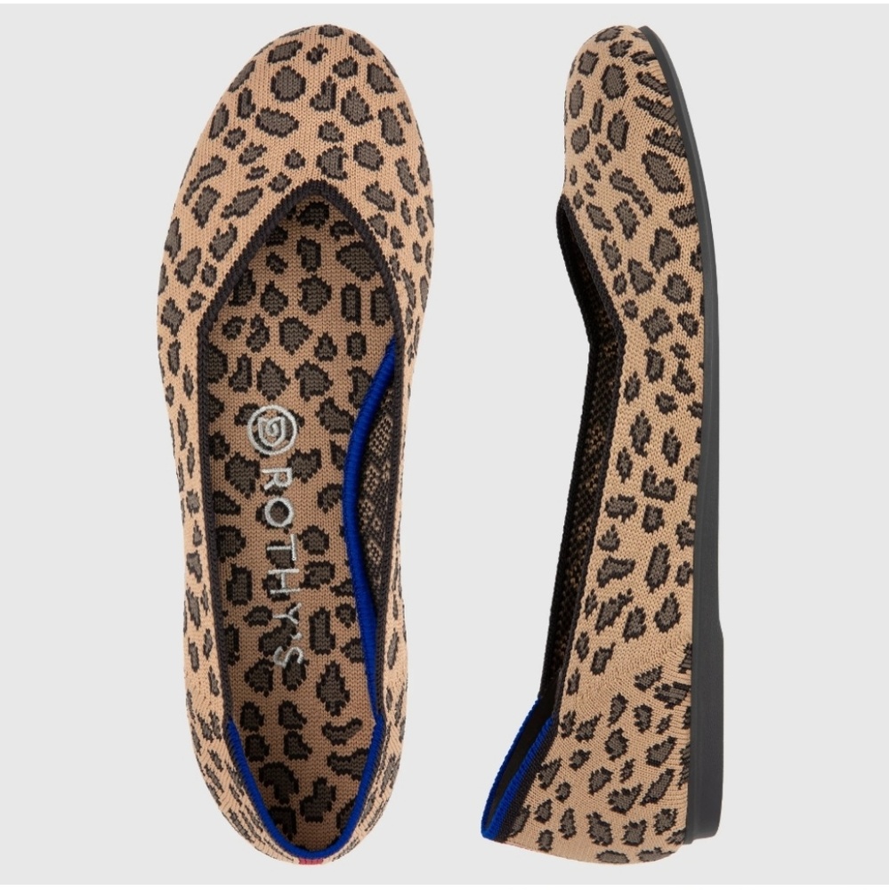 Rounded-Toe Flats Spotted/Leopard Print